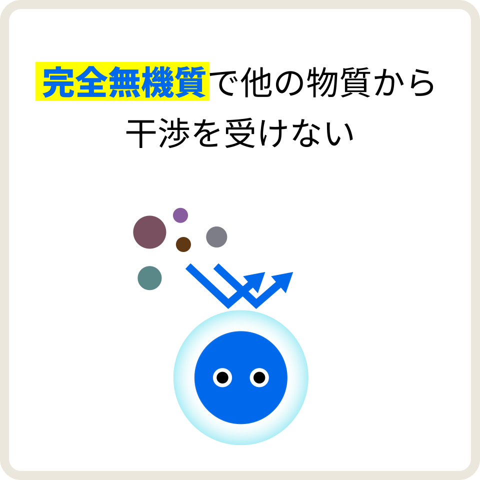 完全無機質で他の物質から干渉を受けない